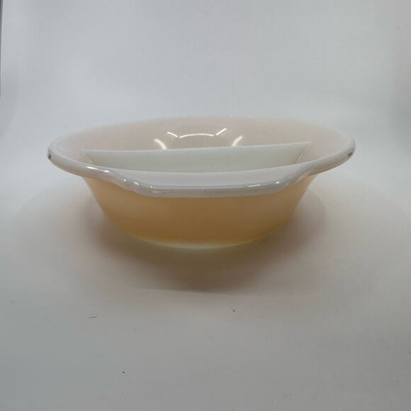 Vintage Fire King 3 Pcs-Bread Loaf Pan/Cake Pan/Split Platter Dish Peach White - Picture 13 of 16